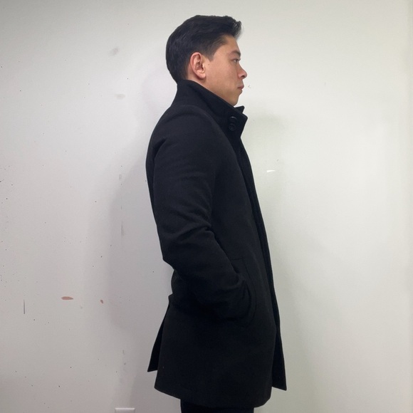 French Connection Smart Tailored Coat Black Medium sized Wool Coat - Picture 4 of 6